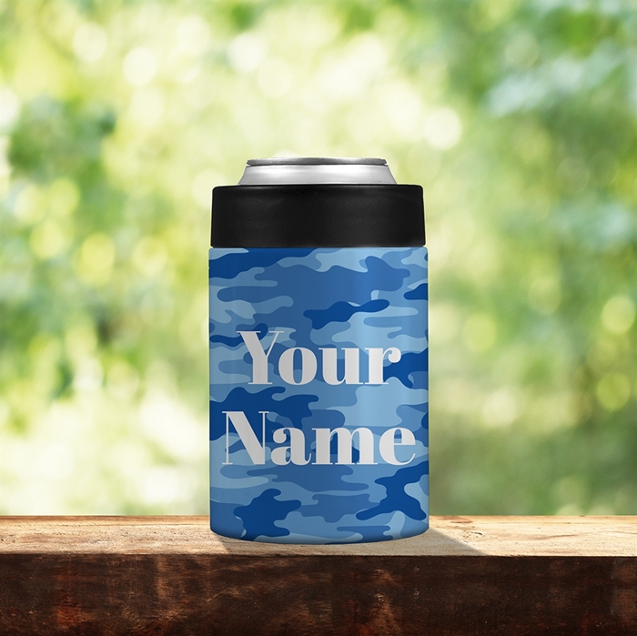 Picture of Camo Blue Stainless Steel Koozie