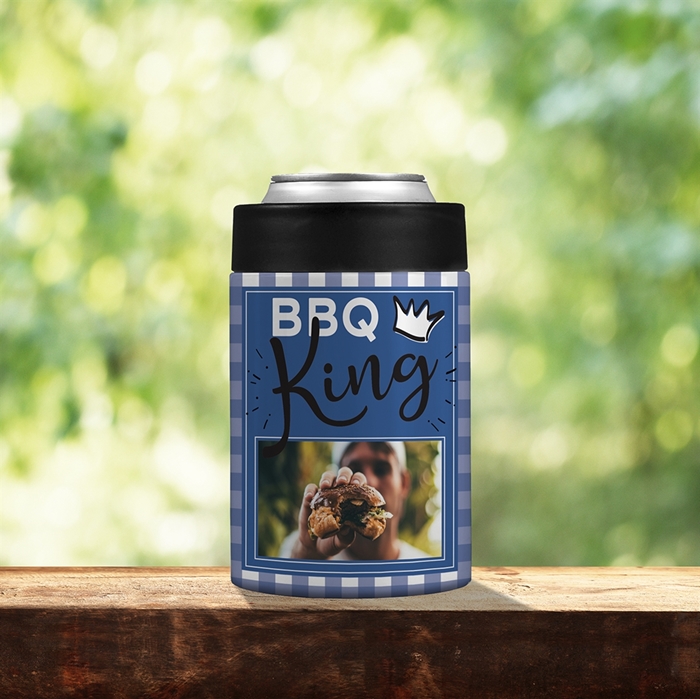 Picture of BBQ King Plaid Stainless Steel Koozie